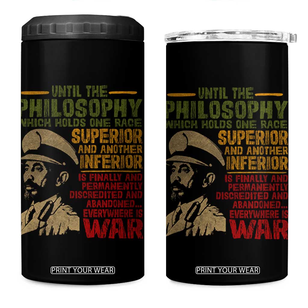 Haile Selassie 4 in 1 Can Cooler Tumbler War Speech Lion of Judah Rasta Jah Bless TS10 One Size: 16 oz Black Print Your Wear