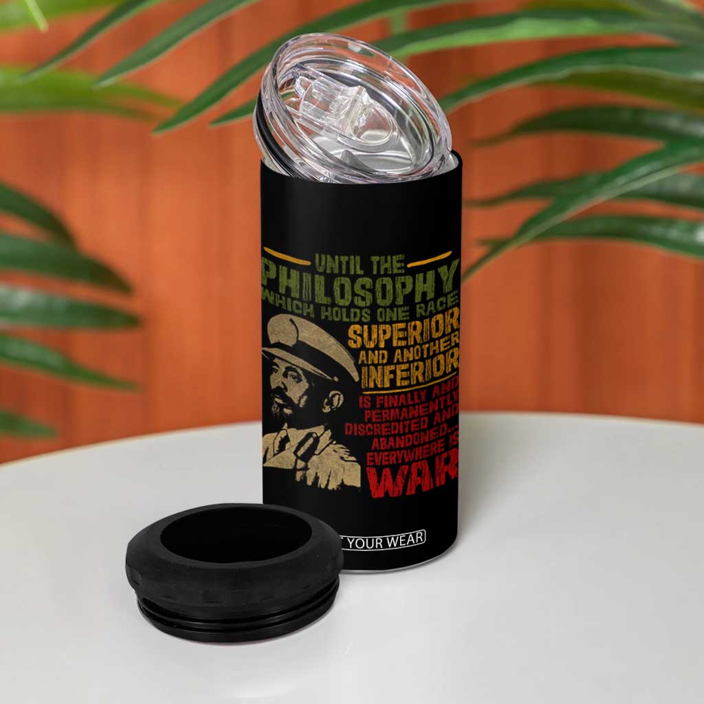Haile Selassie 4 in 1 Can Cooler Tumbler War Speech Lion of Judah Rasta Jah Bless TS10 Print Your Wear