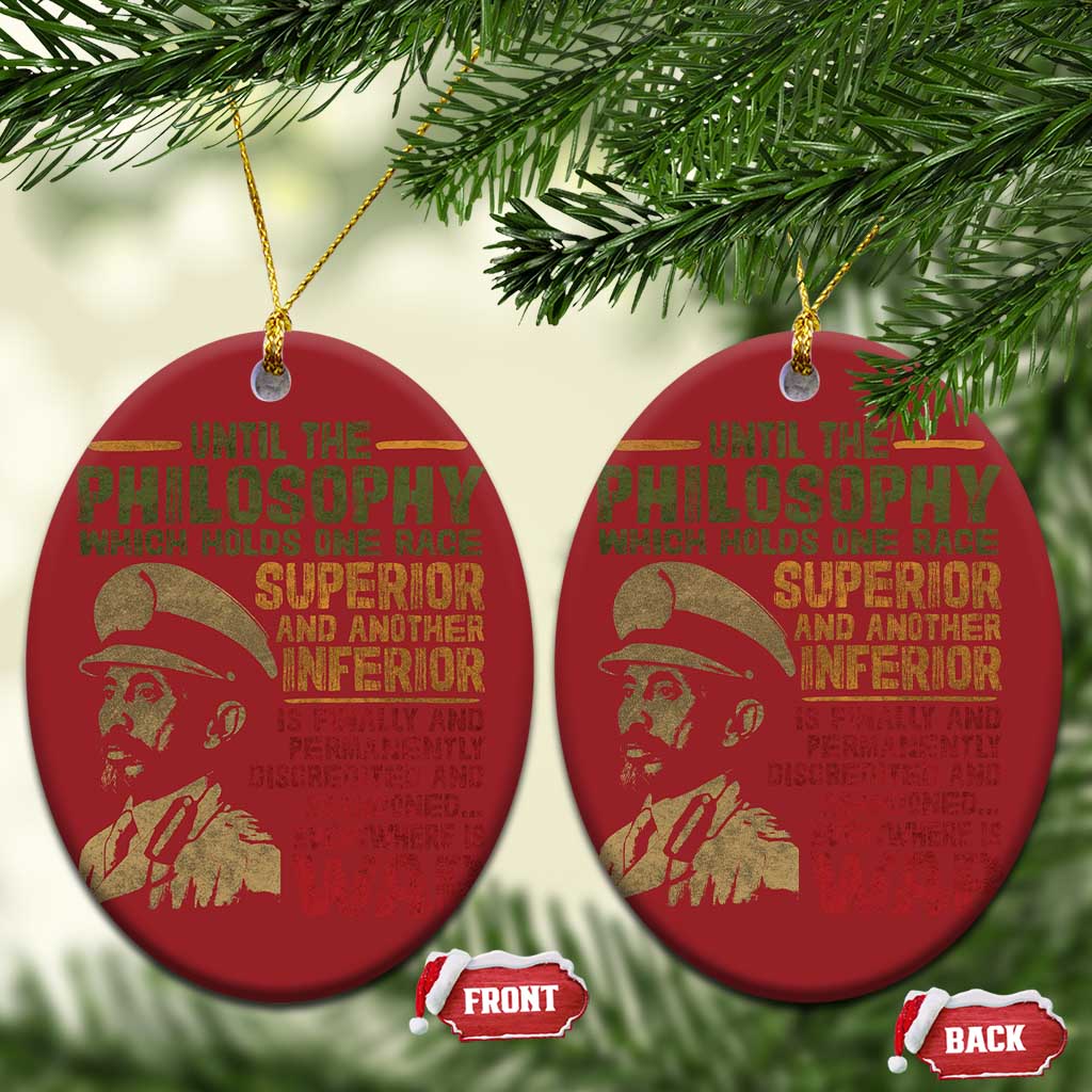 Haile Selassie Christmas Ornament War Speech Lion of Judah Rasta Jah Bless TS10 Oval Red Print Your Wear