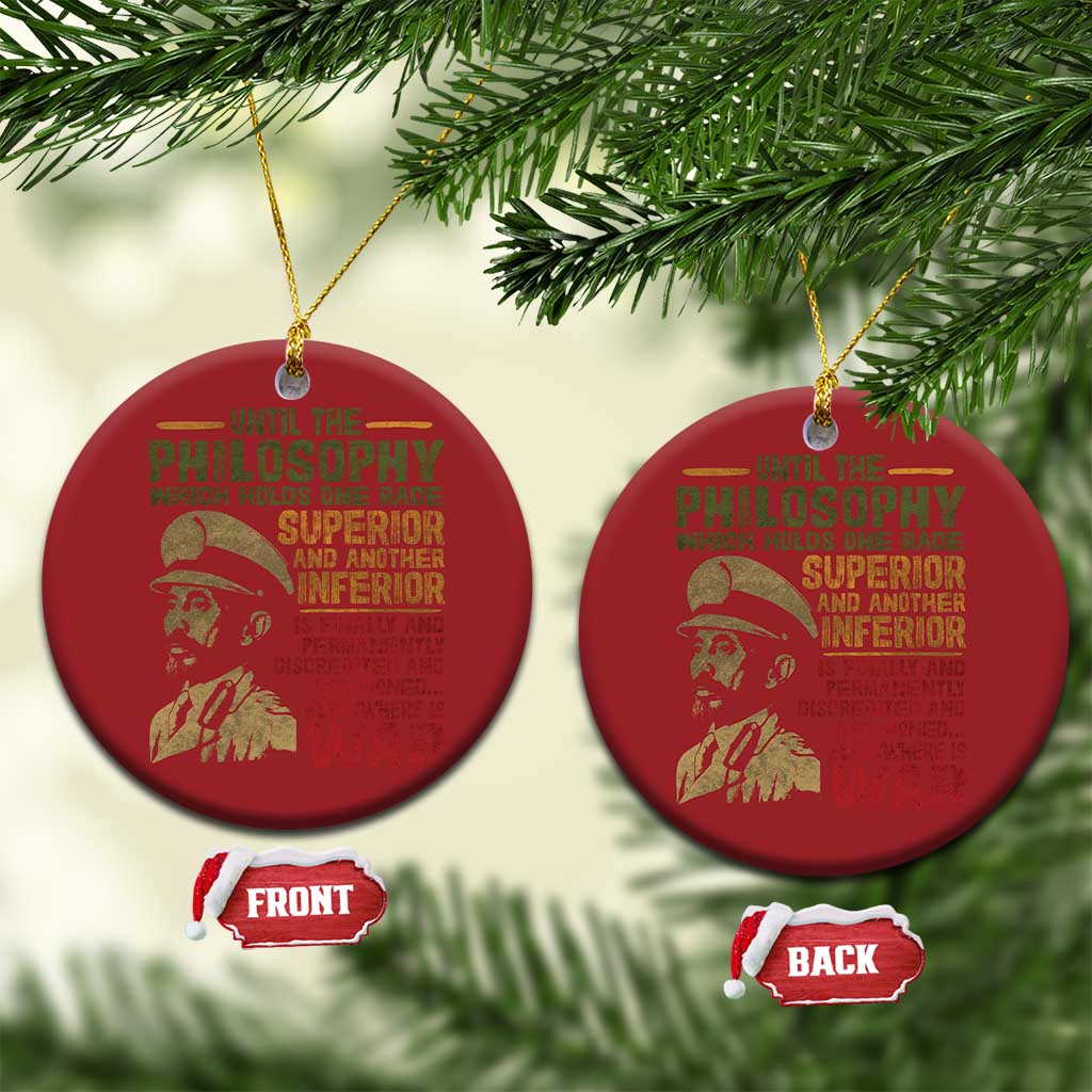 Haile Selassie Christmas Ornament War Speech Lion of Judah Rasta Jah Bless TS10 Circle Red Print Your Wear