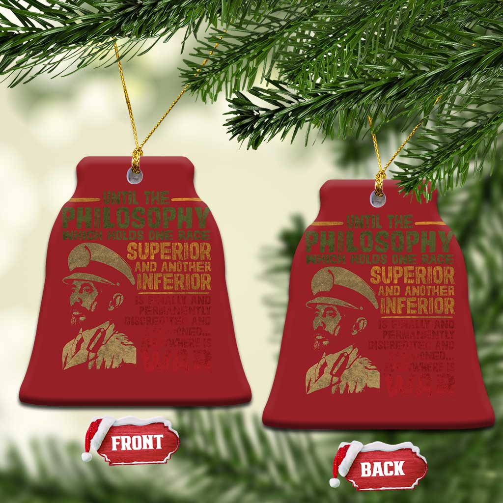 Haile Selassie Christmas Ornament War Speech Lion of Judah Rasta Jah Bless TS10 Bell Flake Red Print Your Wear