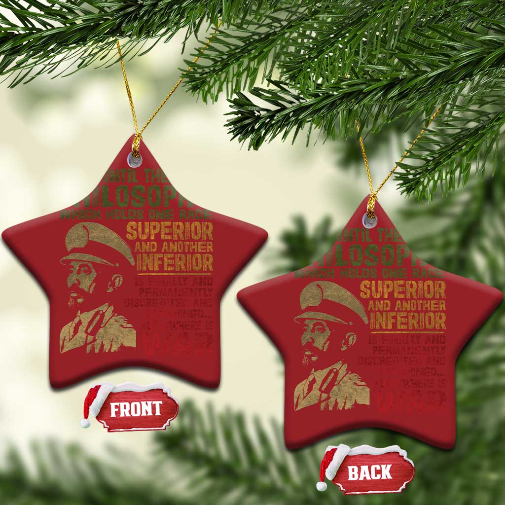 Haile Selassie Christmas Ornament War Speech Lion of Judah Rasta Jah Bless TS10 Star Red Print Your Wear