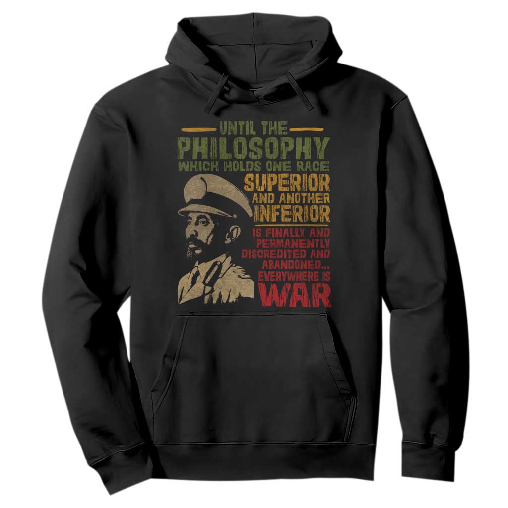 Haile Selassie Hoodie War Speech Lion of Judah Rasta Jah Bless TS10 Black Print Your Wear