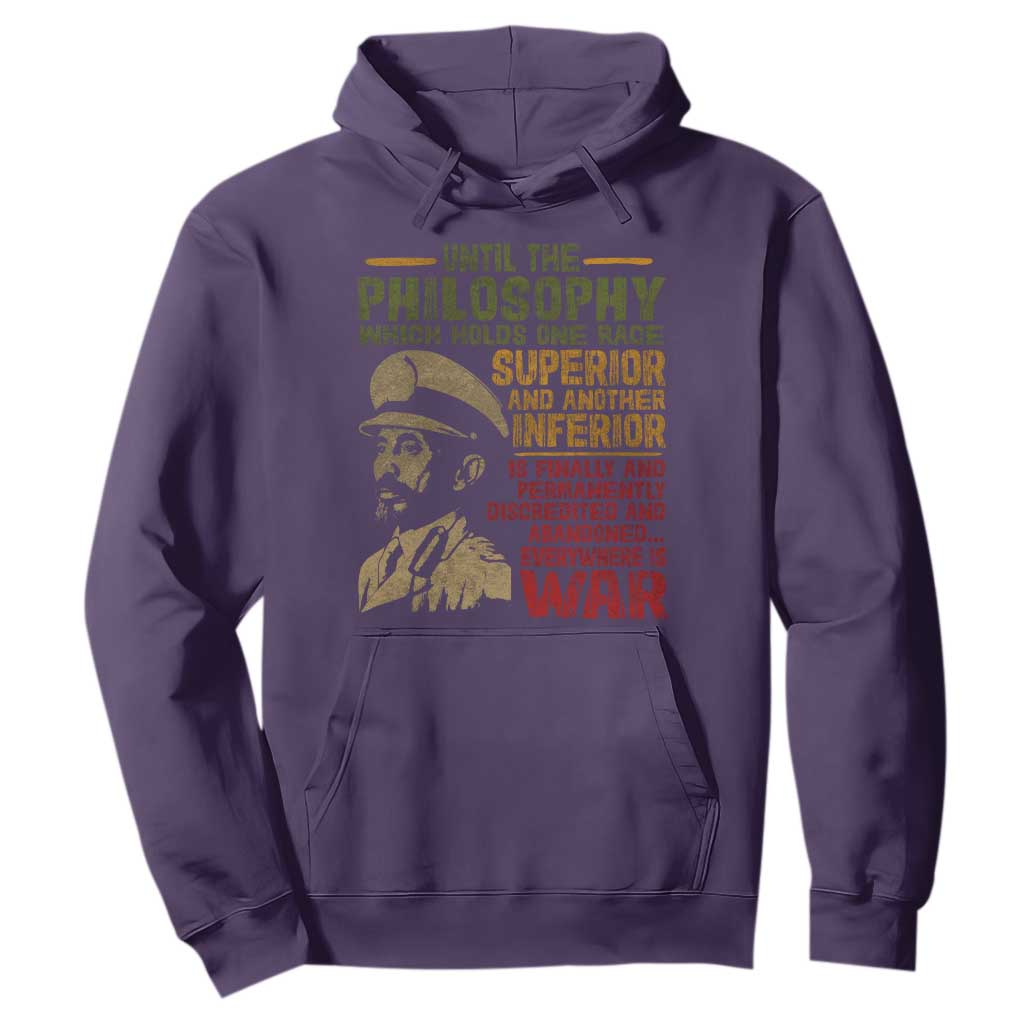 Haile Selassie Hoodie War Speech Lion of Judah Rasta Jah Bless TS10 Purple Print Your Wear