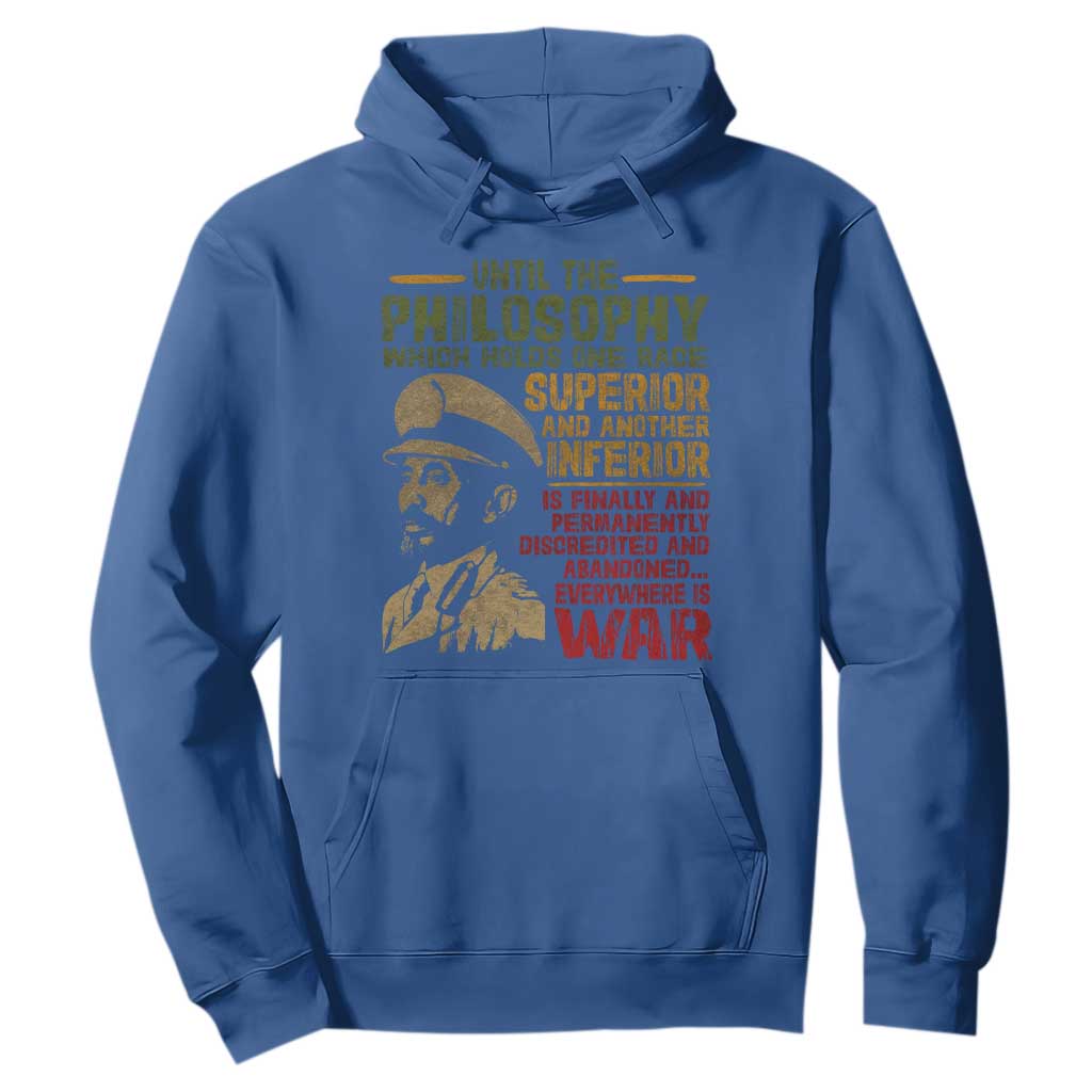Haile Selassie Hoodie War Speech Lion of Judah Rasta Jah Bless TS10 Royal Blue Print Your Wear