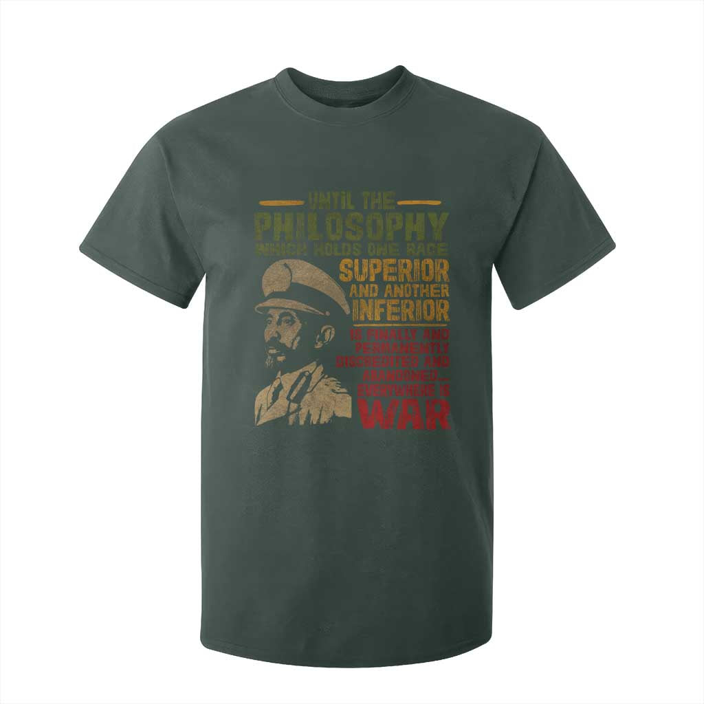 Haile Selassie T Shirt For Kid War Speech Lion of Judah Rasta Jah Bless TS10 Dark Forest Green Print Your Wear