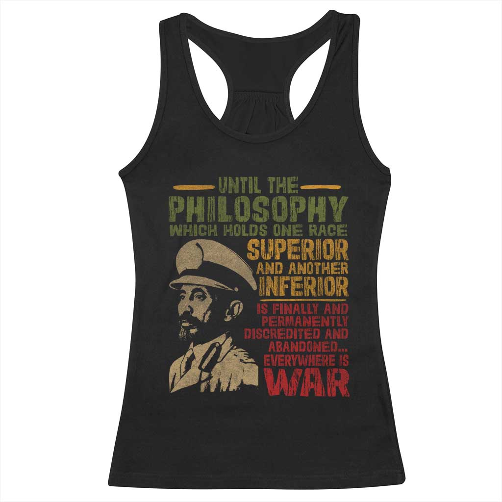 Haile Selassie Racerback Tank Top War Speech Lion of Judah Rasta Jah Bless TS10 Black Print Your Wear