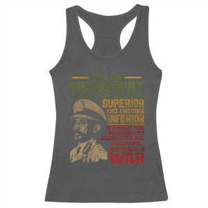 Haile Selassie Racerback Tank Top War Speech Lion of Judah Rasta Jah Bless TS10 Dark Heather Print Your Wear