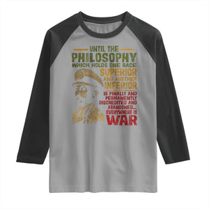 Haile Selassie Raglan Shirt War Speech Lion of Judah Rasta Jah Bless TS10 Sport Gray Black Print Your Wear