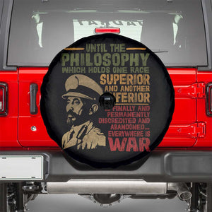 Haile Selassie Spare Tire Cover War Speech Lion of Judah Rasta Jah Bless TS10 Black Print Your Wear