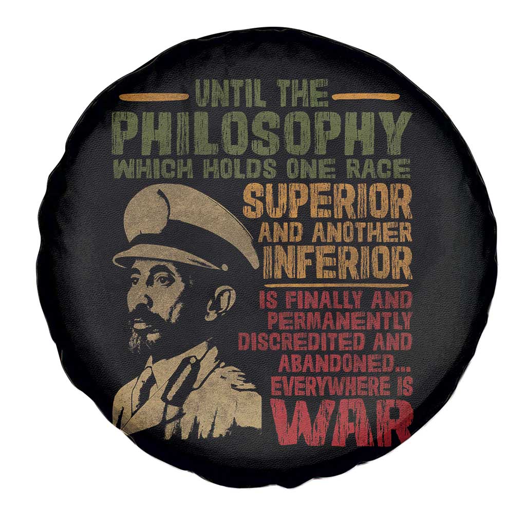 Haile Selassie Spare Tire Cover War Speech Lion of Judah Rasta Jah Bless TS10 Print Your Wear