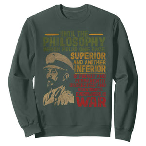 Haile Selassie Sweatshirt War Speech Lion of Judah Rasta Jah Bless TS10 Dark Forest Green Print Your Wear