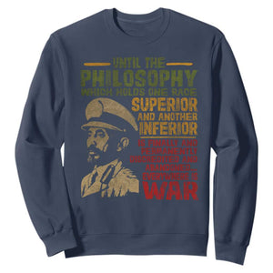 Haile Selassie Sweatshirt War Speech Lion of Judah Rasta Jah Bless TS10 Navy Print Your Wear