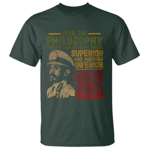Haile Selassie T Shirt War Speech Lion of Judah Rasta Jah Bless TS10 Dark Forest Green Print Your Wear
