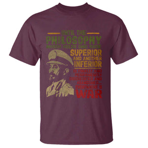 Haile Selassie T Shirt War Speech Lion of Judah Rasta Jah Bless TS10 Maroon Print Your Wear