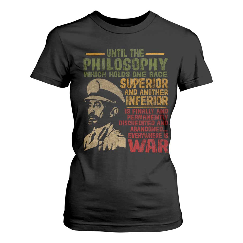 Haile Selassie T Shirt For Women War Speech Lion of Judah Rasta Jah Bless TS10 Black Print Your Wear