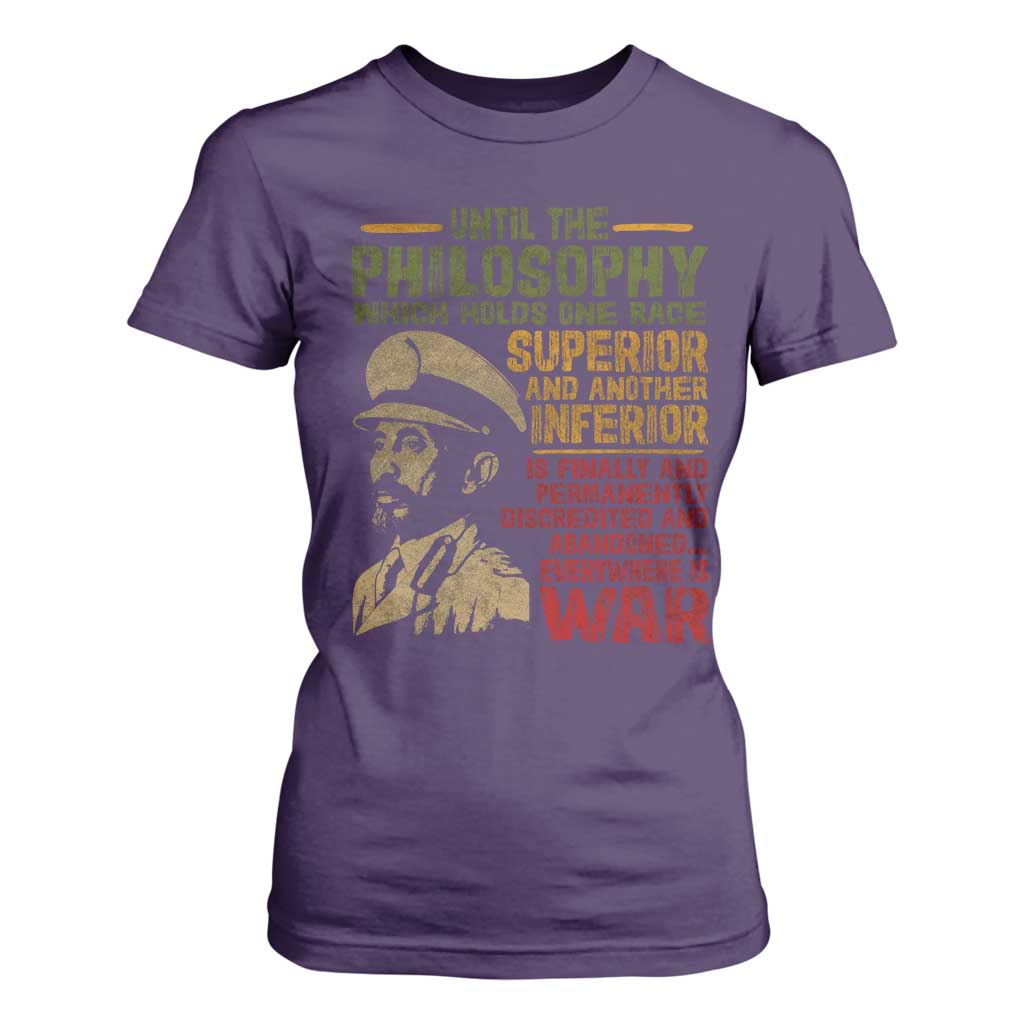Haile Selassie T Shirt For Women War Speech Lion of Judah Rasta Jah Bless TS10 Purple Print Your Wear