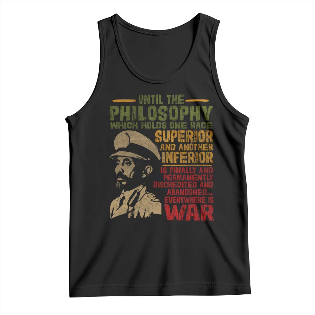 Haile Selassie Tank Top War Speech Lion of Judah Rasta Jah Bless TS10 Black Print Your Wear