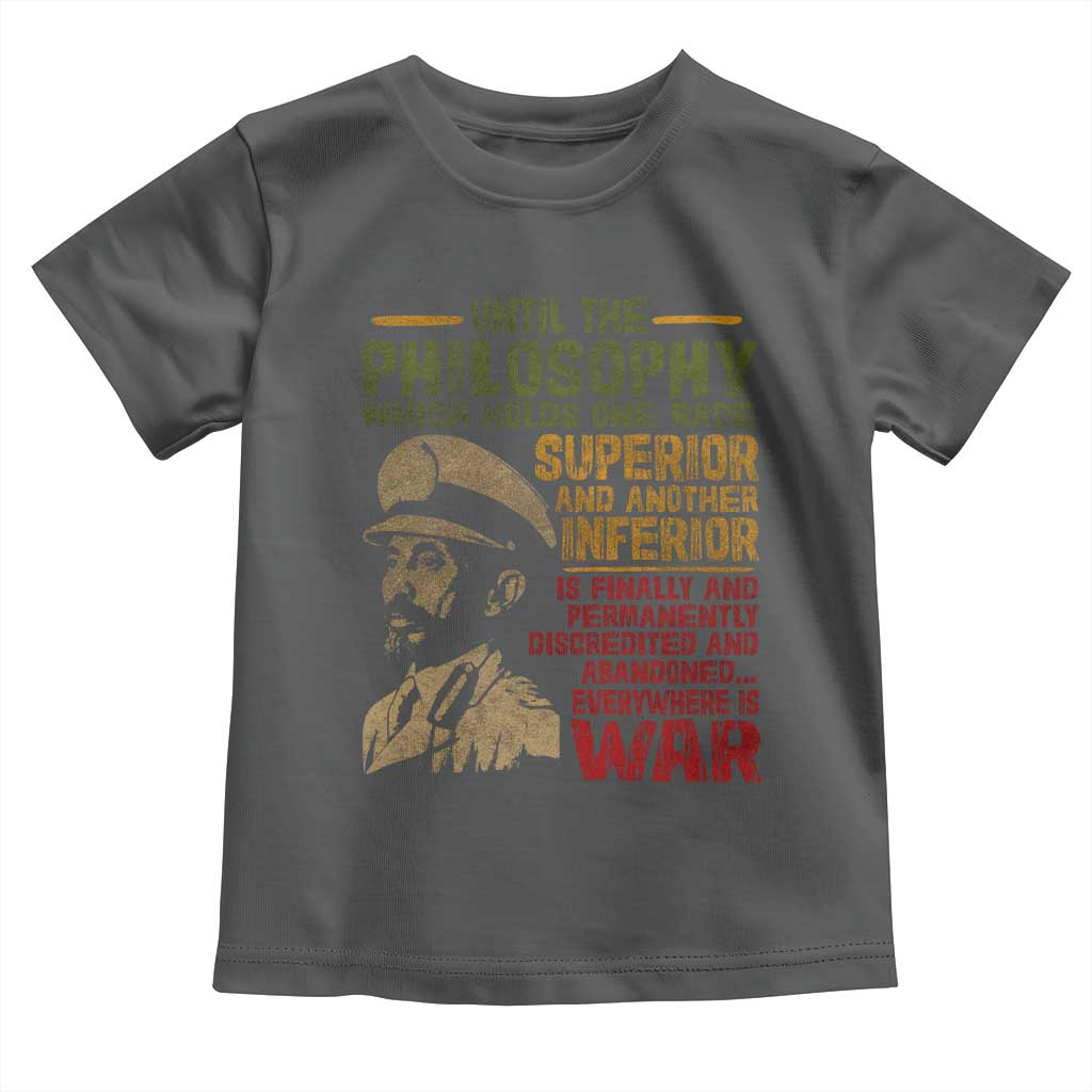 Haile Selassie Toddler T Shirt War Speech Lion of Judah Rasta Jah Bless TS10 Dark Heather Print Your Wear