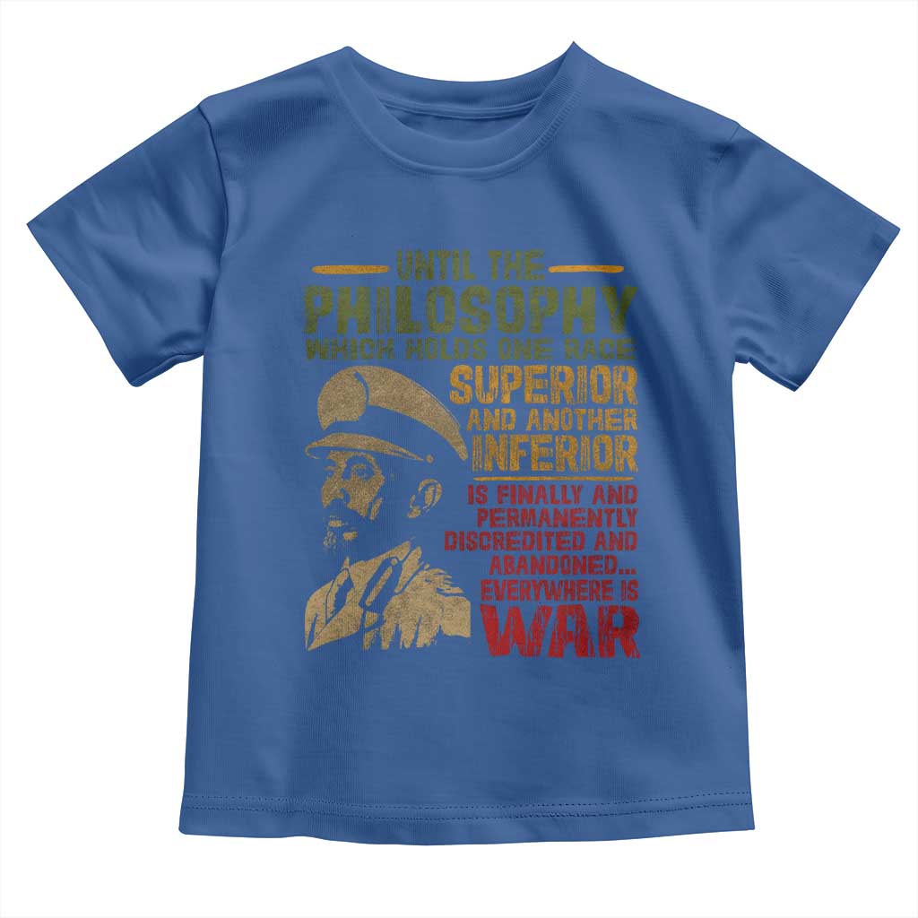 Haile Selassie Toddler T Shirt War Speech Lion of Judah Rasta Jah Bless TS10 Royal Blue Print Your Wear