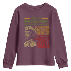 Haile Selassie Youth Sweatshirt War Speech Lion of Judah Rasta Jah Bless TS10 Maroon Print Your Wear