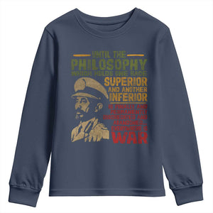 Haile Selassie Youth Sweatshirt War Speech Lion of Judah Rasta Jah Bless TS10 Navy Print Your Wear