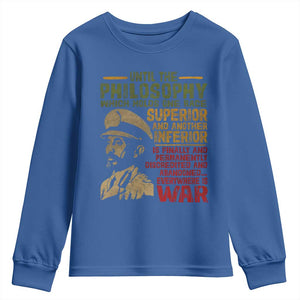 Haile Selassie Youth Sweatshirt War Speech Lion of Judah Rasta Jah Bless TS10 Royal Blue Print Your Wear