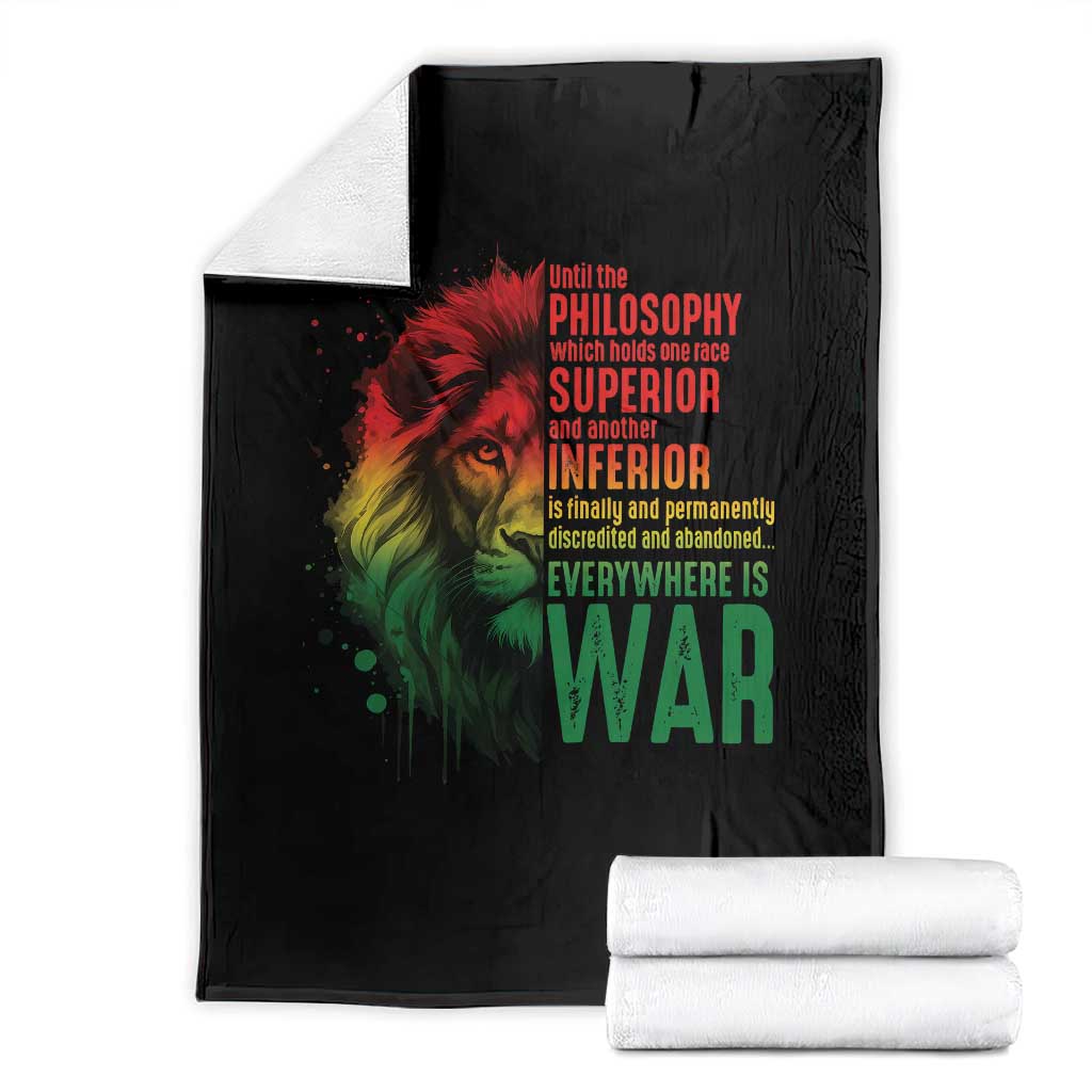 Lion of Judah Throw Blanket Rasta Haile Selassie War Speech Jah Bless TS10 Black Print Your Wear