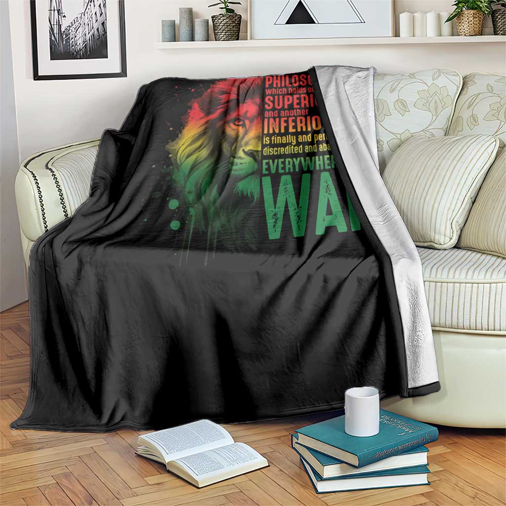 Lion of Judah Throw Blanket Rasta Haile Selassie War Speech Jah Bless TS10 Print Your Wear