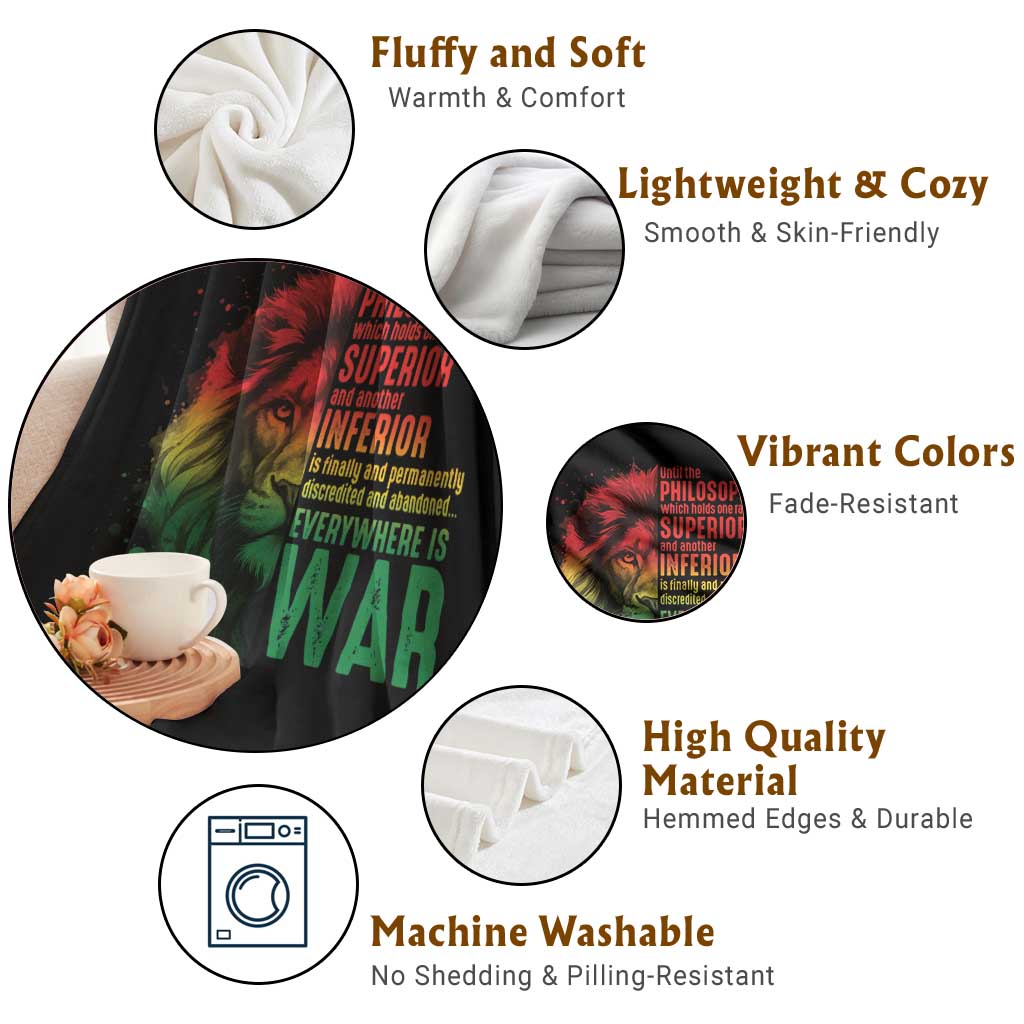 Lion of Judah Throw Blanket Rasta Haile Selassie War Speech Jah Bless TS10 Print Your Wear