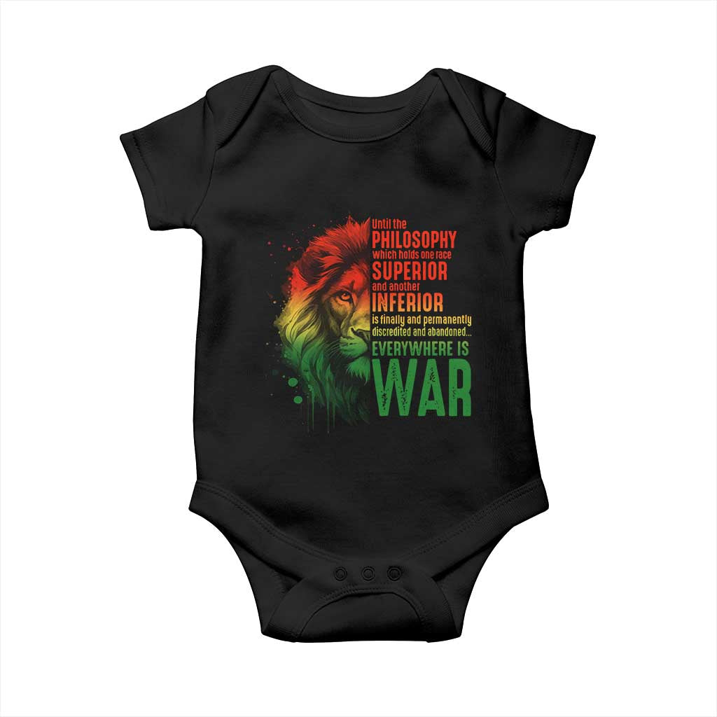Lion of Judah Baby Onesie Rasta Haile Selassie War Speech Jah Bless TS10 Black Print Your Wear