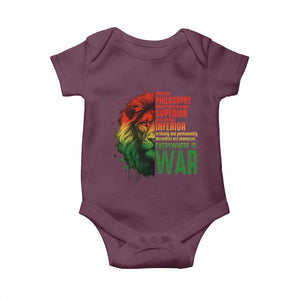 Lion of Judah Baby Onesie Rasta Haile Selassie War Speech Jah Bless TS10 Maroon Print Your Wear