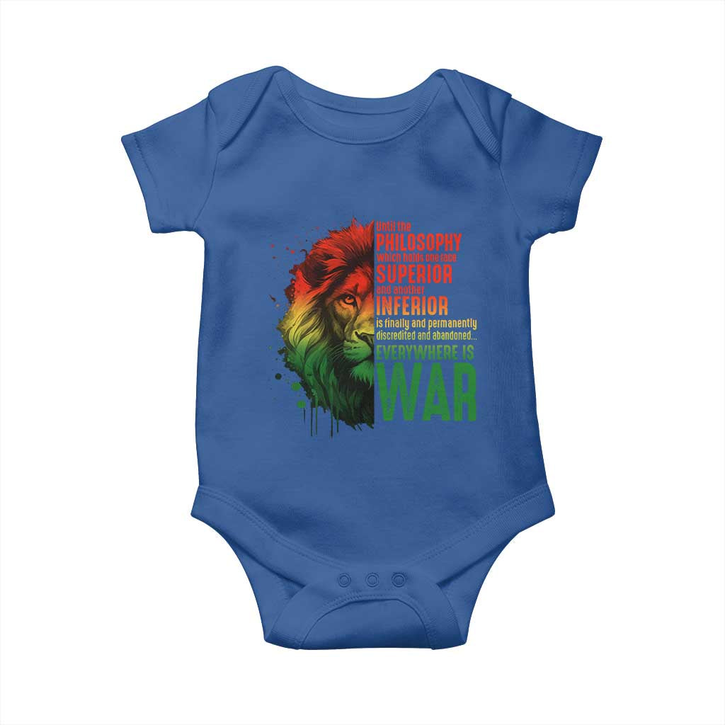 Lion of Judah Baby Onesie Rasta Haile Selassie War Speech Jah Bless TS10 Royal Blue Print Your Wear