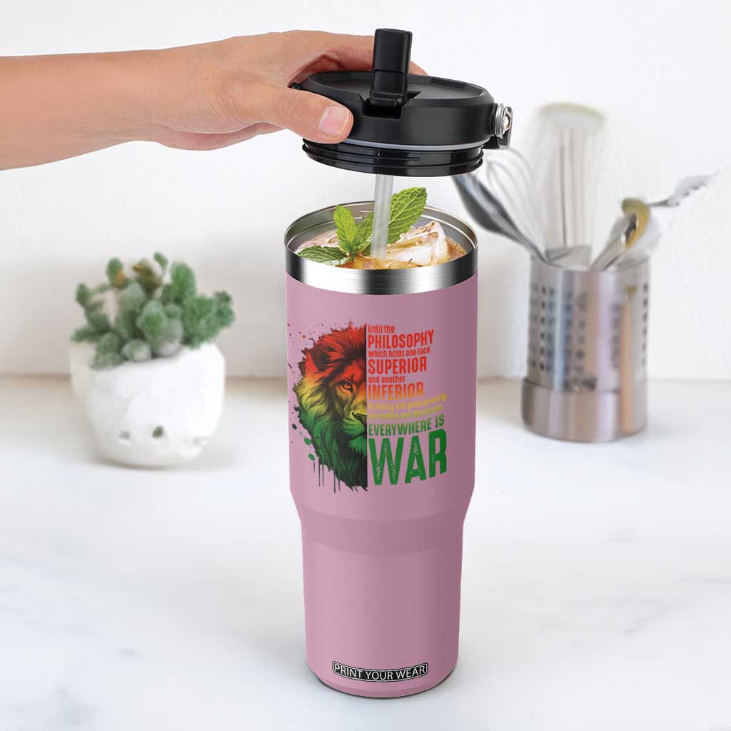 Lion of Judah Flip Straw Tumbler Rasta Haile Selassie War Speech Jah Bless TS10 One Size: 30 oz Light Pink Print Your Wear