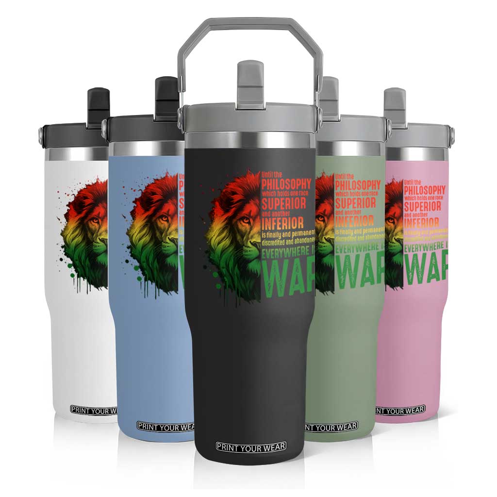 Lion of Judah Flip Straw Tumbler Rasta Haile Selassie War Speech Jah Bless TS10 Print Your Wear