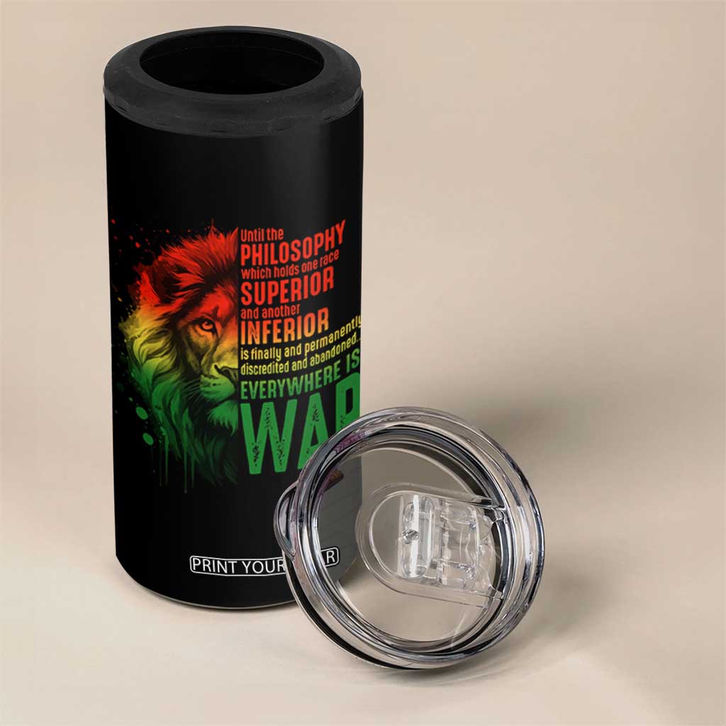 Lion of Judah 4 in 1 Can Cooler Tumbler Rasta Haile Selassie War Speech Jah Bless TS10 Print Your Wear