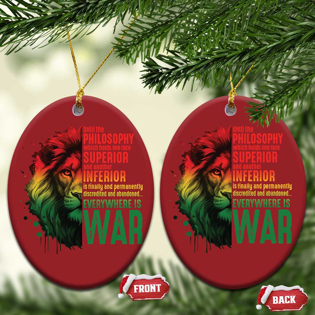 Lion of Judah Christmas Ornament Rasta Haile Selassie War Speech Jah Bless TS10 Oval Red Print Your Wear