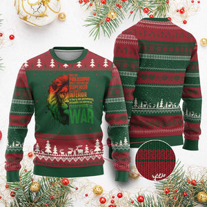 Lion of Judah Ugly Christmas Sweater Rasta Haile Selassie War Speech Jah Bless TS10 Red Green Print Your Wear