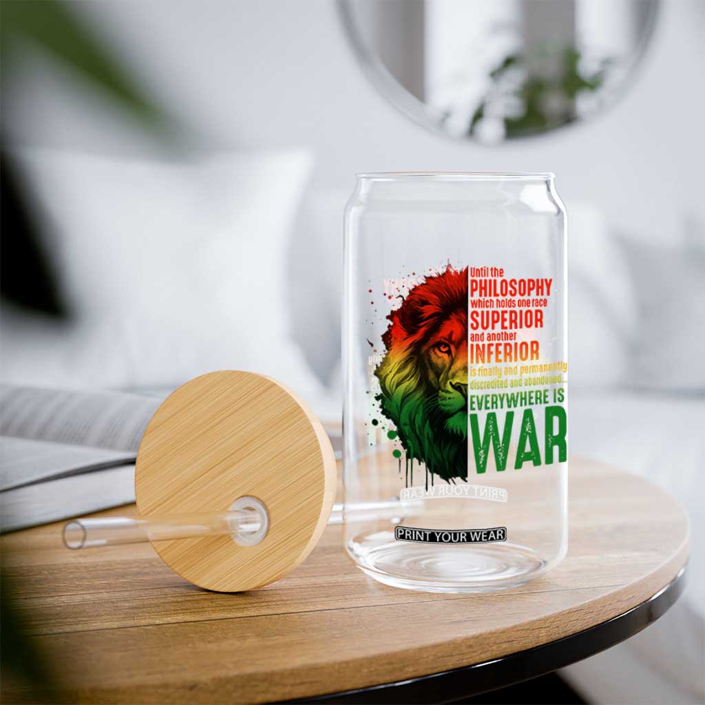 Lion of Judah Glass Can Rasta Haile Selassie War Speech Jah Bless TS10 Print Your Wear