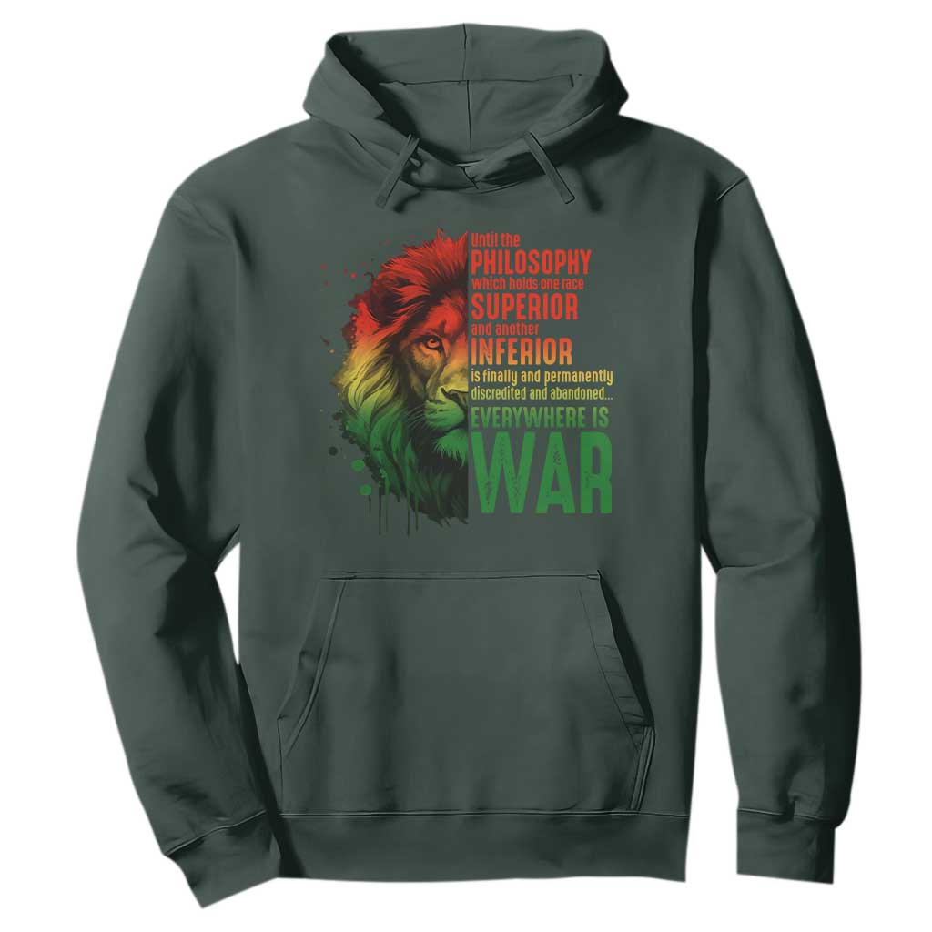 Lion of Judah Hoodie Rasta Haile Selassie War Speech Jah Bless TS10 Dark Forest Green Print Your Wear