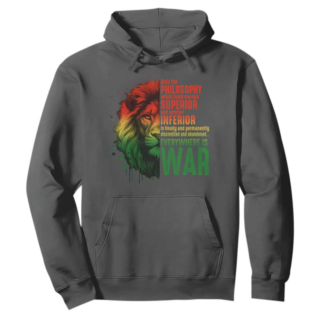 Lion of Judah Hoodie Rasta Haile Selassie War Speech Jah Bless TS10 Dark Heather Print Your Wear