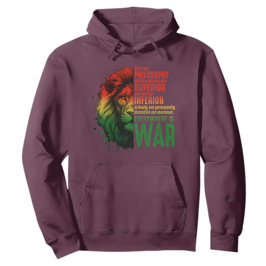 Lion of Judah Hoodie Rasta Haile Selassie War Speech Jah Bless TS10 Maroon Print Your Wear