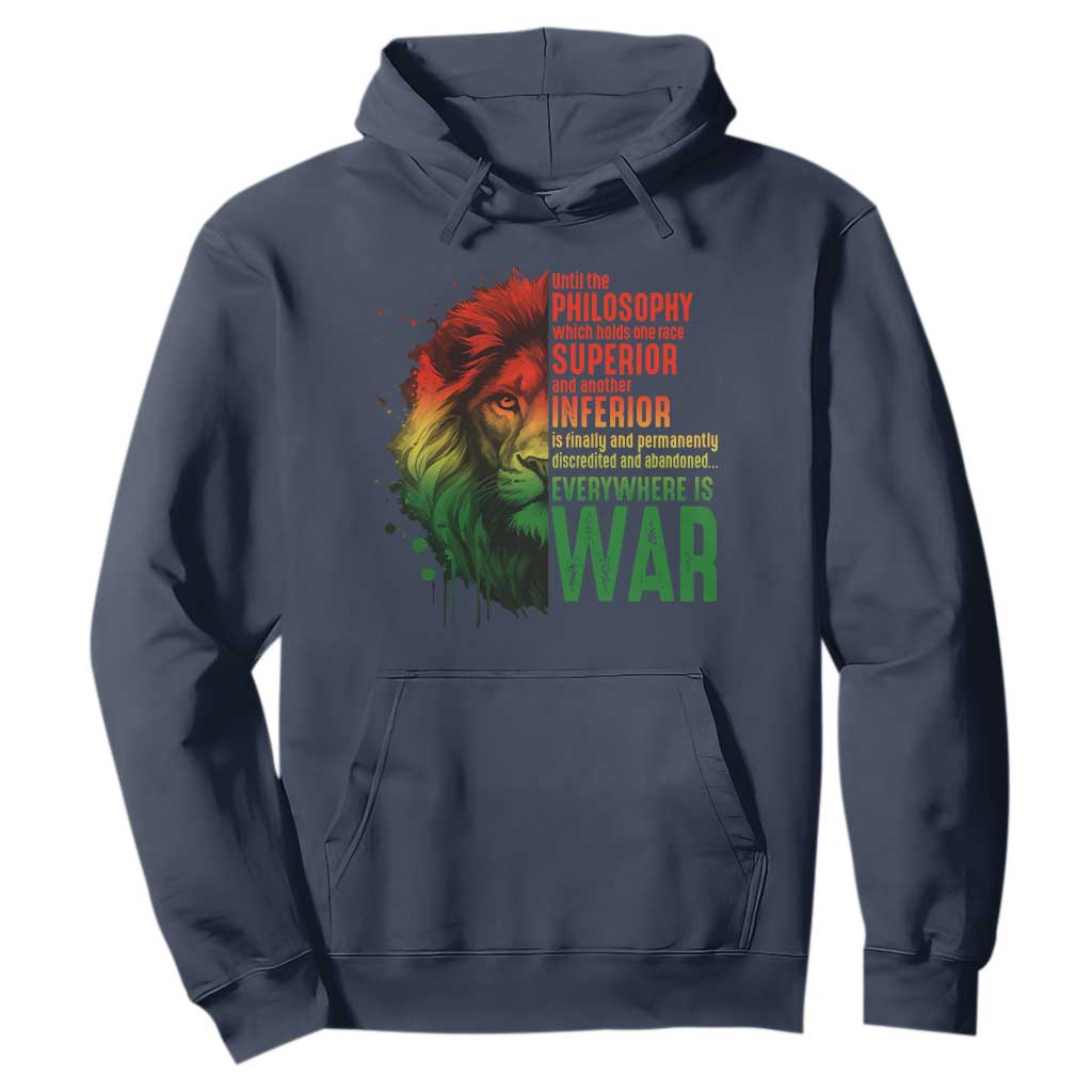 Lion of Judah Hoodie Rasta Haile Selassie War Speech Jah Bless TS10 Navy Print Your Wear