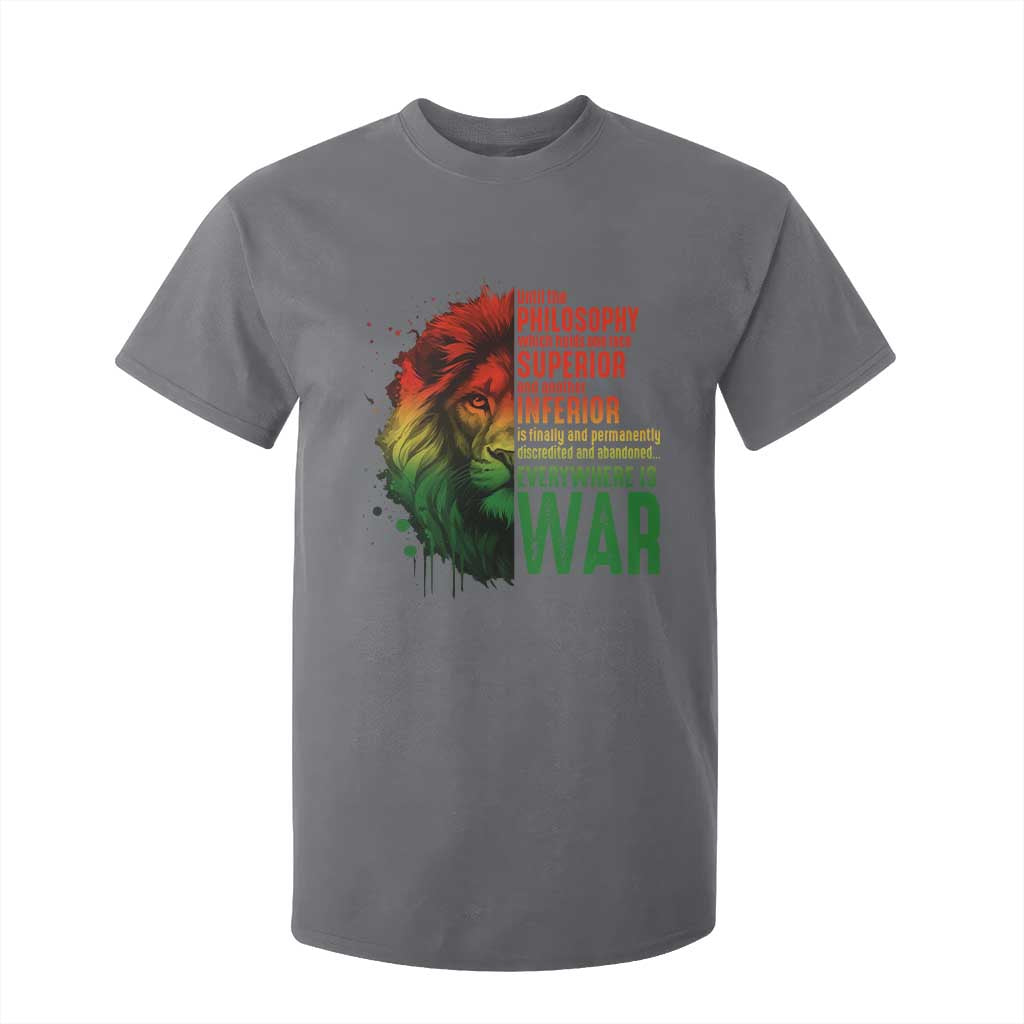 Lion of Judah T Shirt For Kid Rasta Haile Selassie War Speech Jah Bless TS10 Charcoal Print Your Wear
