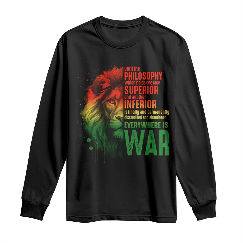 Lion of Judah Long Sleeve Shirt Rasta Haile Selassie War Speech Jah Bless TS10 Black Print Your Wear