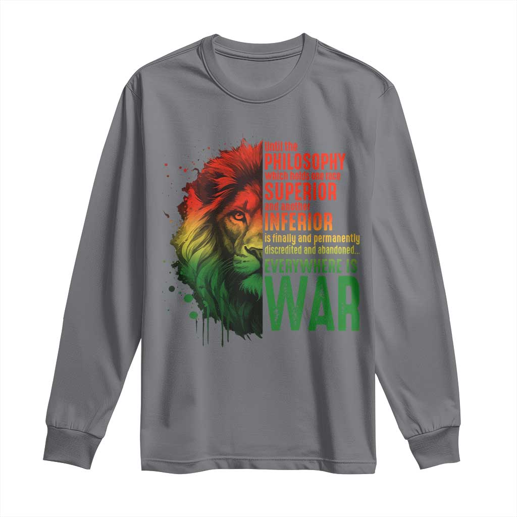Lion of Judah Long Sleeve Shirt Rasta Haile Selassie War Speech Jah Bless TS10 Charcoal Print Your Wear