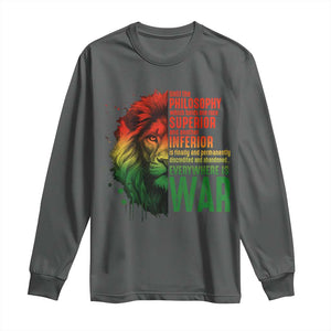 Lion of Judah Long Sleeve Shirt Rasta Haile Selassie War Speech Jah Bless TS10 Dark Heather Print Your Wear