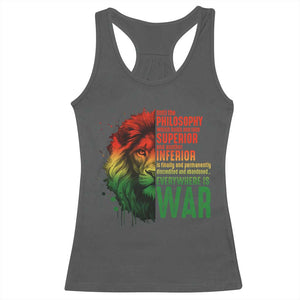 Lion of Judah Racerback Tank Top Rasta Haile Selassie War Speech Jah Bless TS10 Dark Heather Print Your Wear