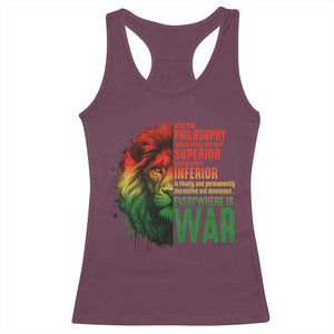 Lion of Judah Racerback Tank Top Rasta Haile Selassie War Speech Jah Bless TS10 Maroon Print Your Wear