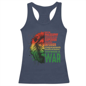 Lion of Judah Racerback Tank Top Rasta Haile Selassie War Speech Jah Bless TS10 Navy Print Your Wear